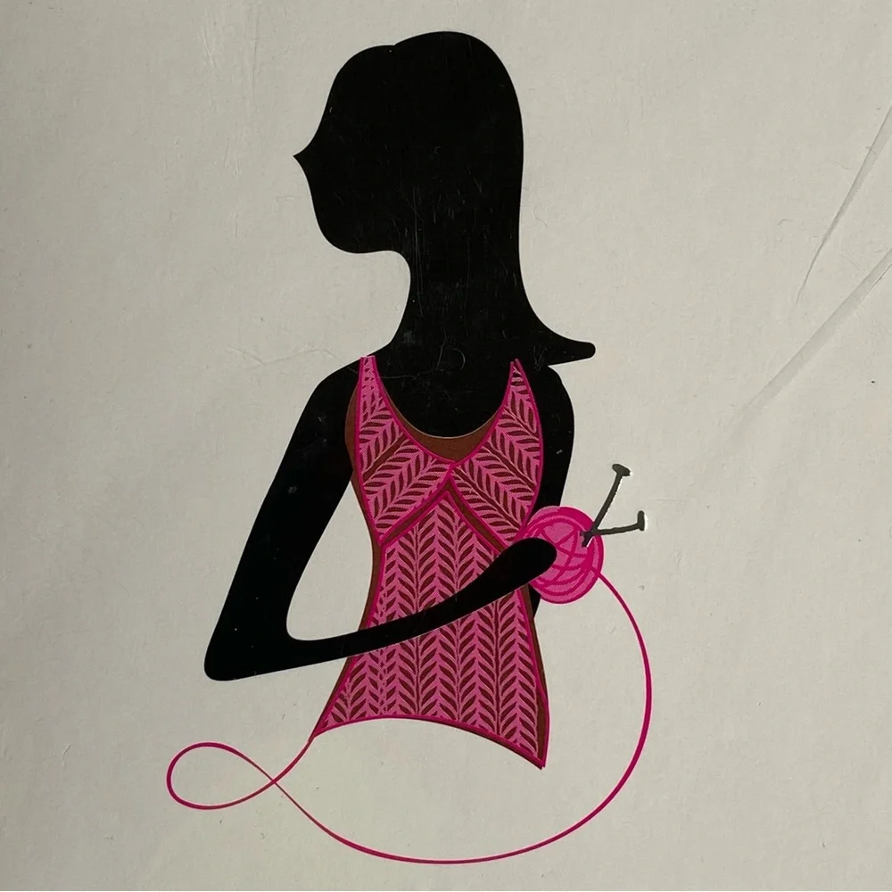 Note Cards 2 Sets Knitting Sewing Pink Blue Lady Fashion New 16 Cards Envelopes